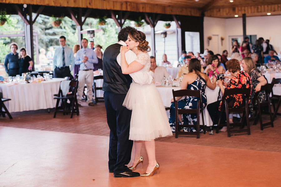 bride crying during father daughter dance