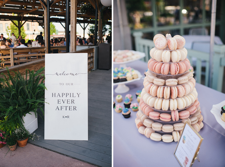 pink and peach macaron tower from blue eyed baker