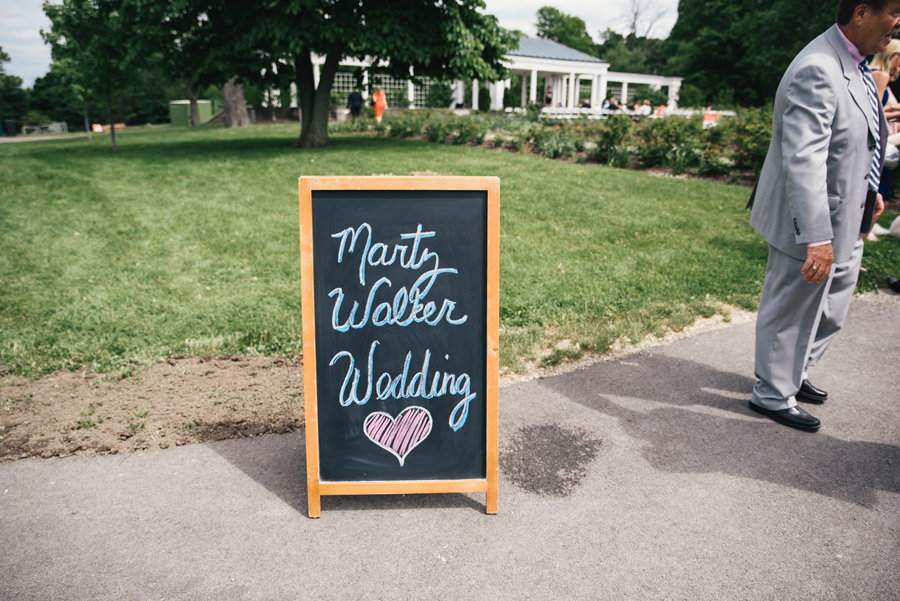 wedding sign at delaware park rose garden