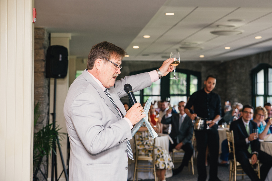 father of the friend toasting during his speech