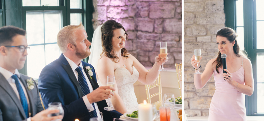 maid of honor toasting bride and groom during speech