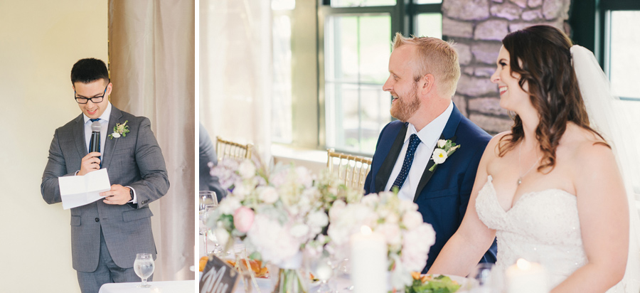 best man delivering speech to bride and groom