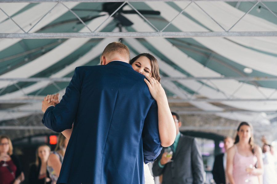 bride and groom's first dance at marcy casino