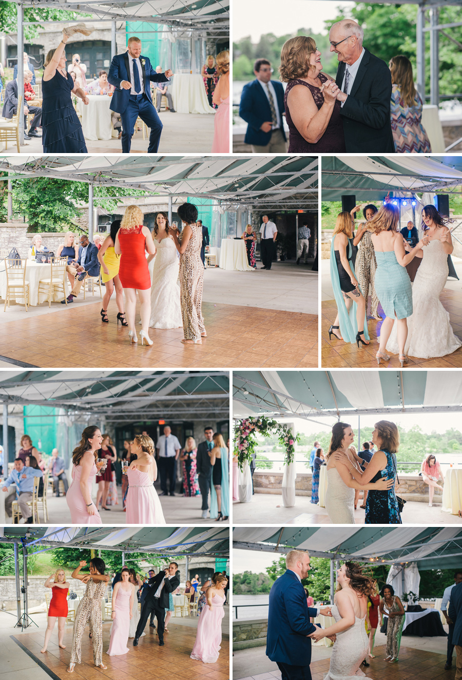 wedding guests having fun on the dance floor