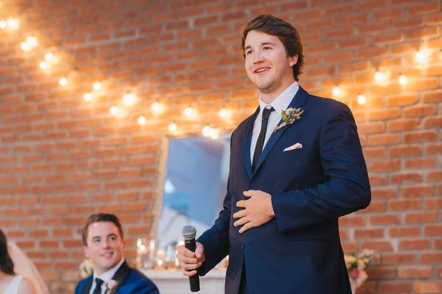best man getting ready to give his speech