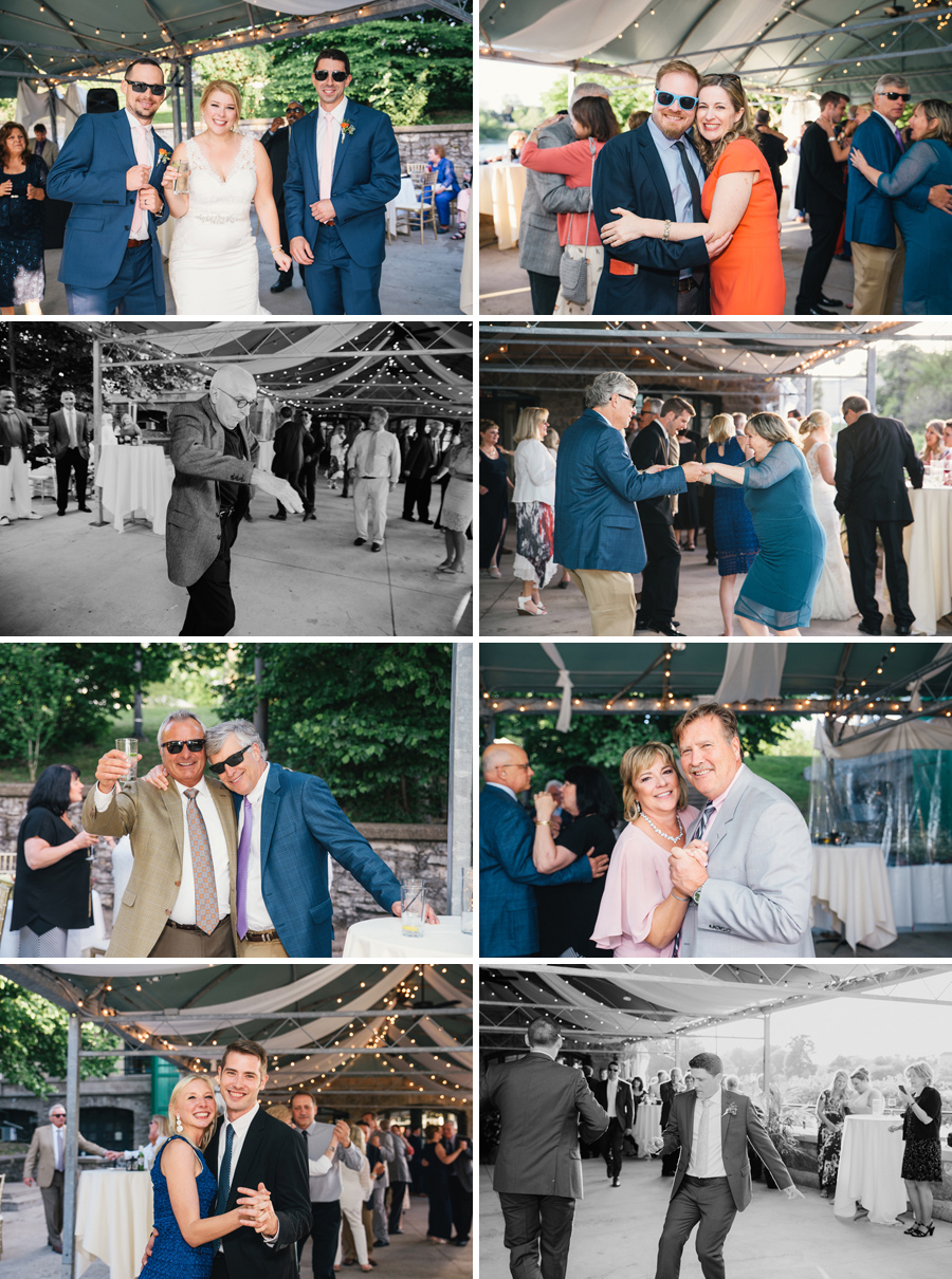 wedding guests having fun at the reception at marcy casino