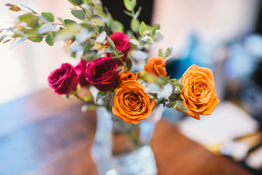 hot pink and orange flowers from william's florist